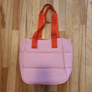 Cute puffer pink and red tote